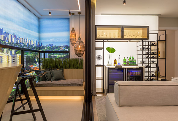 Tela tensionada em espaços integrados