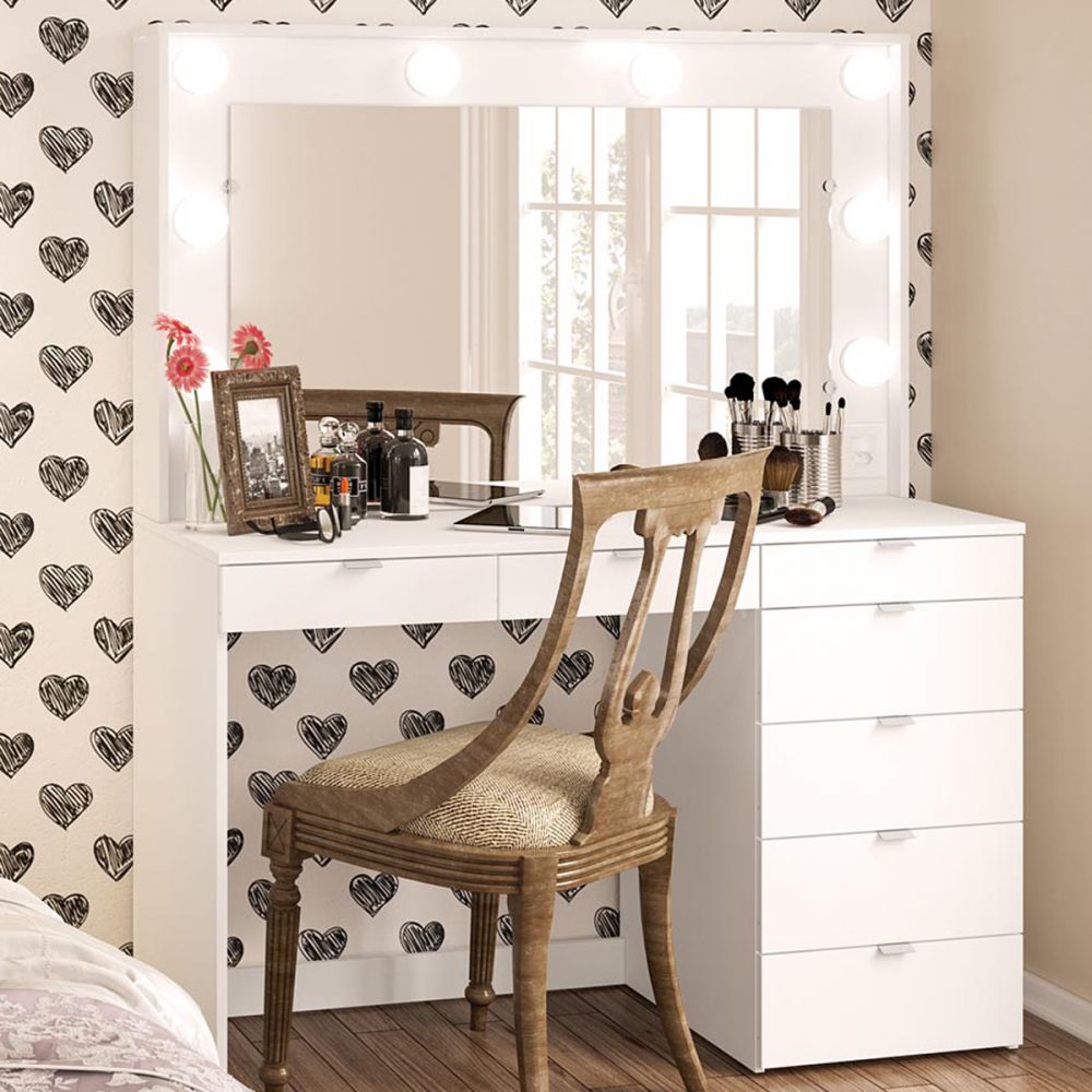 Lâmpada mini bulbo em penteadeira camarim